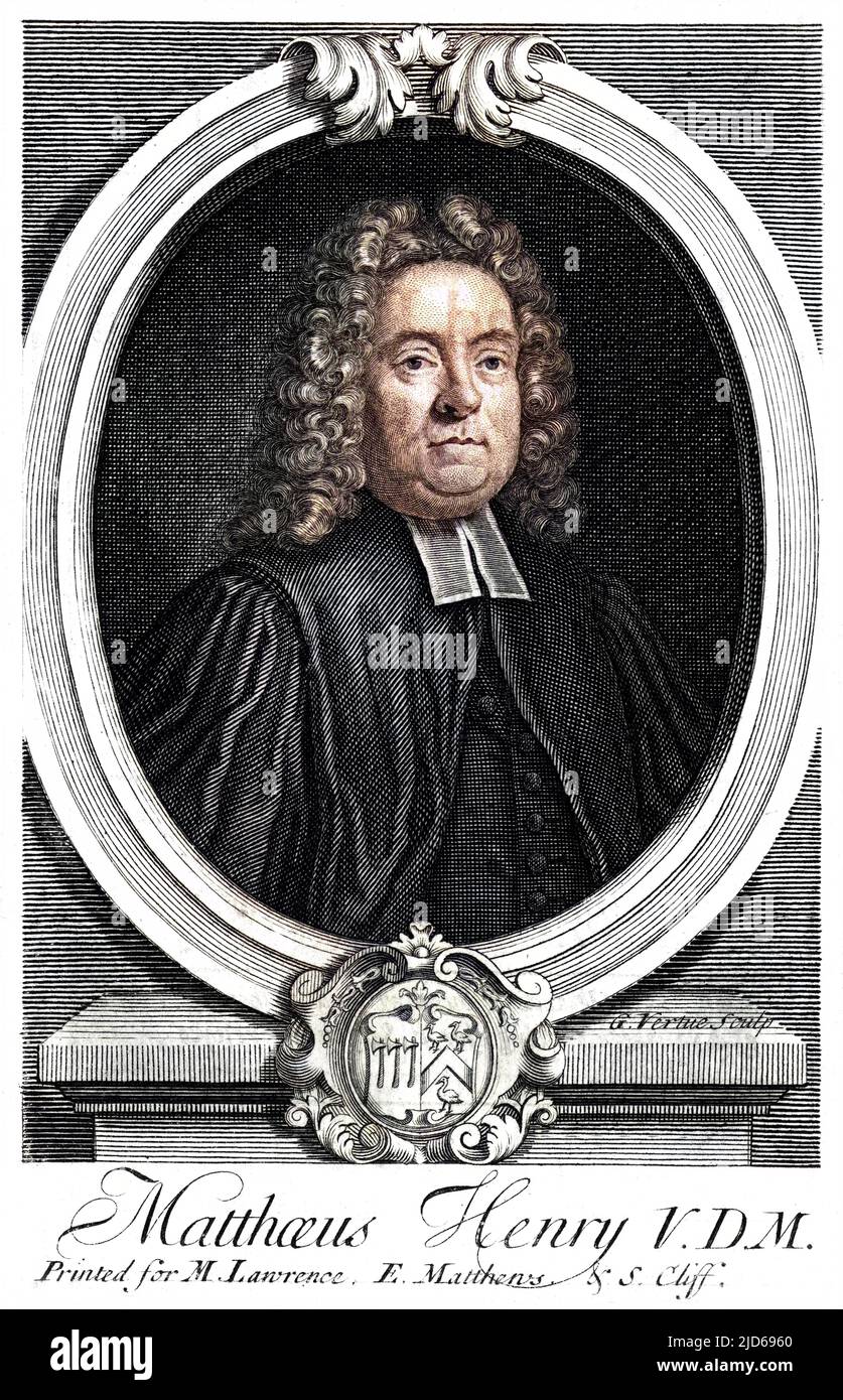 MATTHEW HENRY Nonconformist churchman, bible commentator. Colourised version of : 10160676       Date: 1662 - 1714 Stock Photo