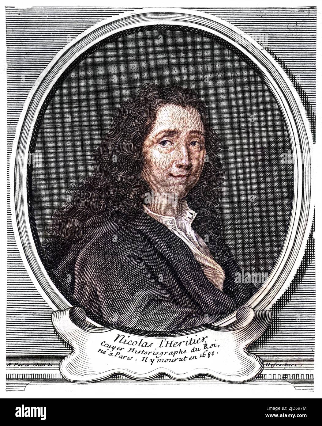 NICOLAS L'HERITIER de Villandon French writer Colourised version of : 10160768       Date: 1613 - 1680 Stock Photo