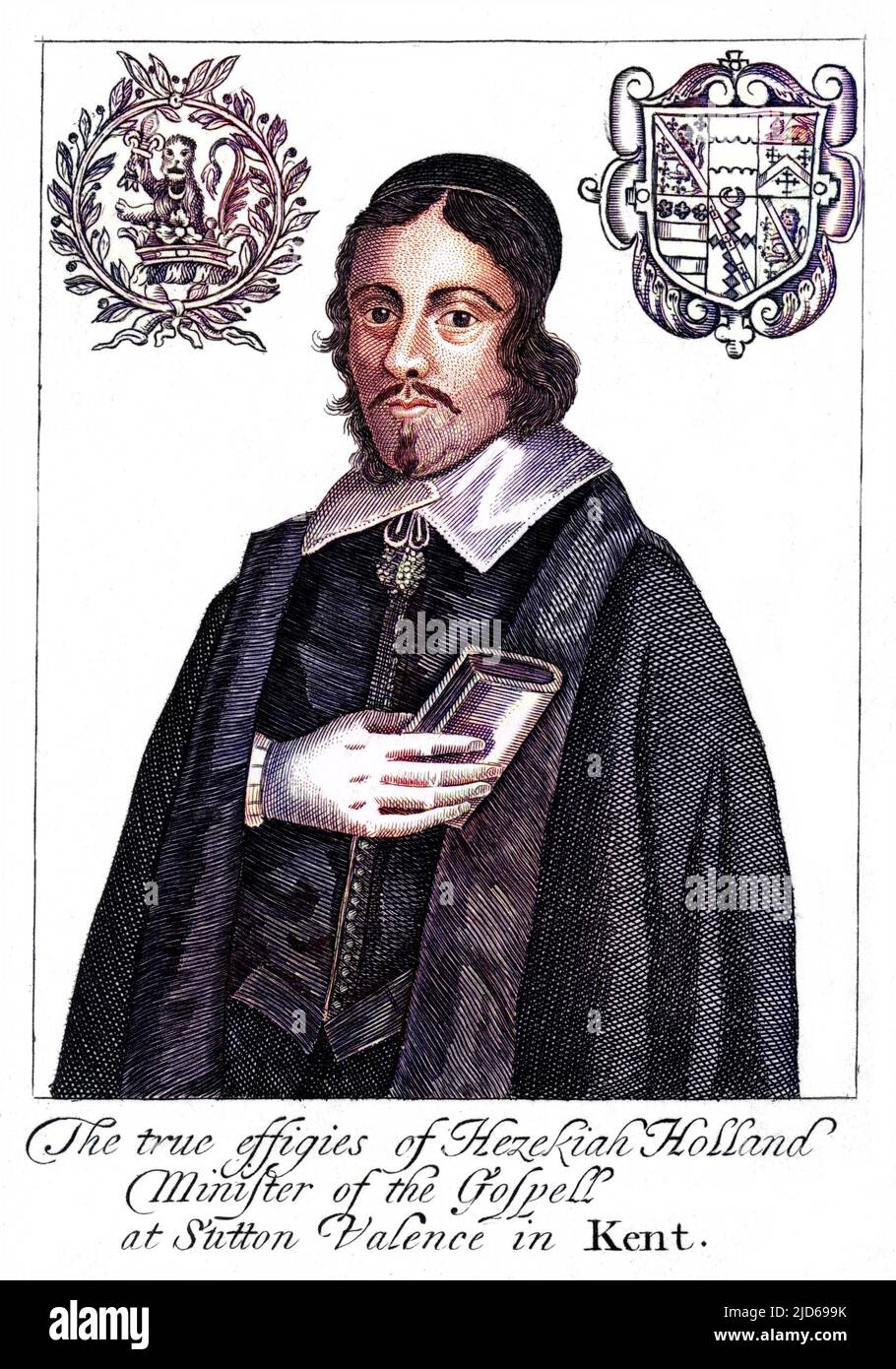 HEZEKIAH HOLLAND (1638 - 1661), Puritan churchman, minister at Sutton Valence, Kent. Colourised version of : 10161054 Stock Photo
