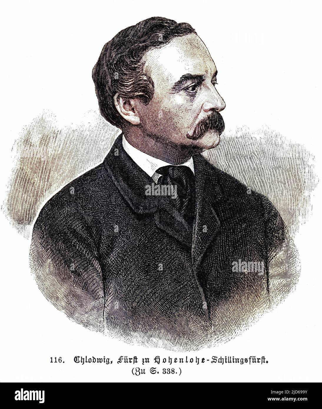 CHLODWIG FURST HOHENLOHE von HOHENLOE-SCHILLINGSFURST (1819 - 1901), German statesman. Colourised version of : 10161015 Stock Photo