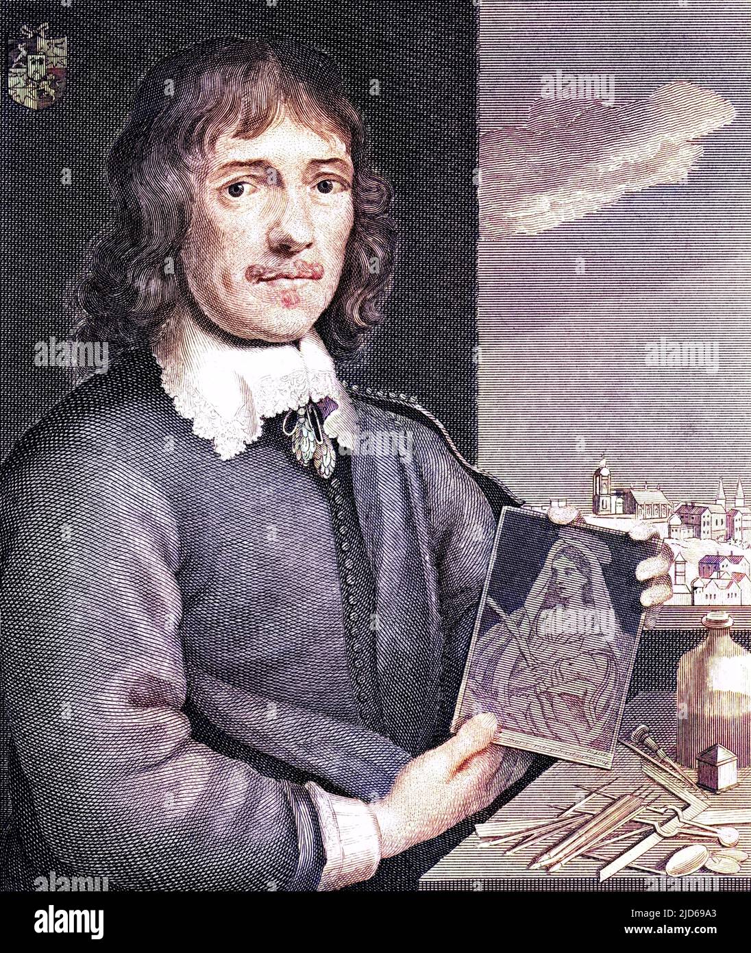 WENZEL (Wenceslas) HOLLAR Bohemian artist working mostly in England where he did superb portraits, London views and other subjects in his own inimitable style. Colourised version of : 10161063       Date: 1607 - 1677 Stock Photo