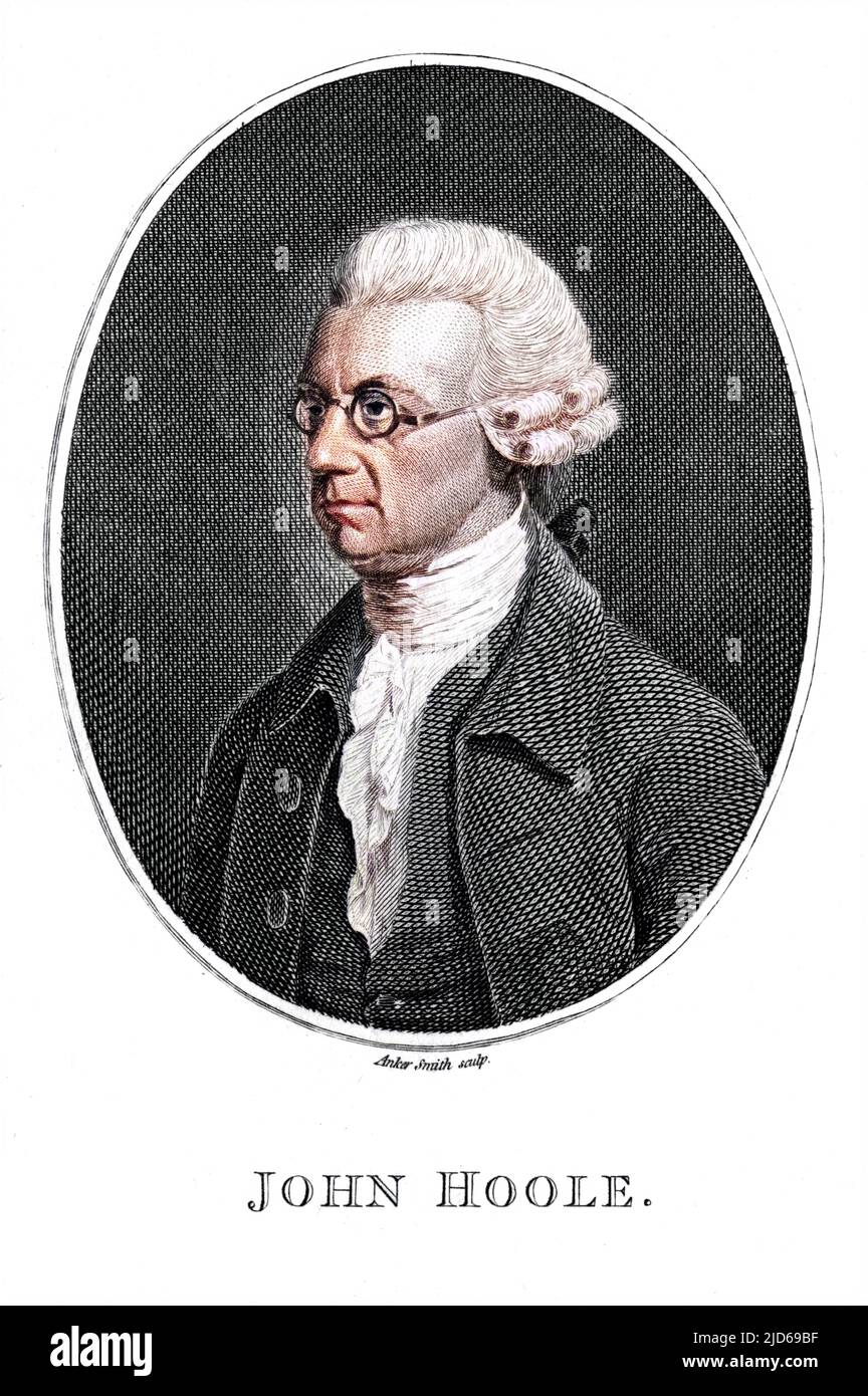 JOHN HOOLE (1727 - 1803), Translator of Tasso and Ariosto from italian into english. Colourised version of : 10161172 Stock Photo