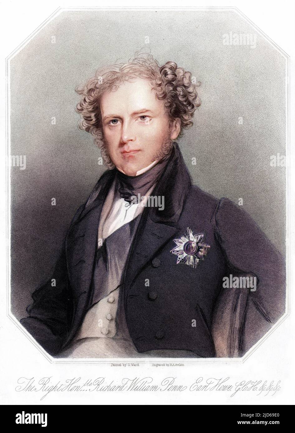 RICHARD WILLIAM PENN CURZON- HOWE, first earl HOWE of the second creation statesman Colourised version of : 10161348       Date: 1796 - 1870 Stock Photo