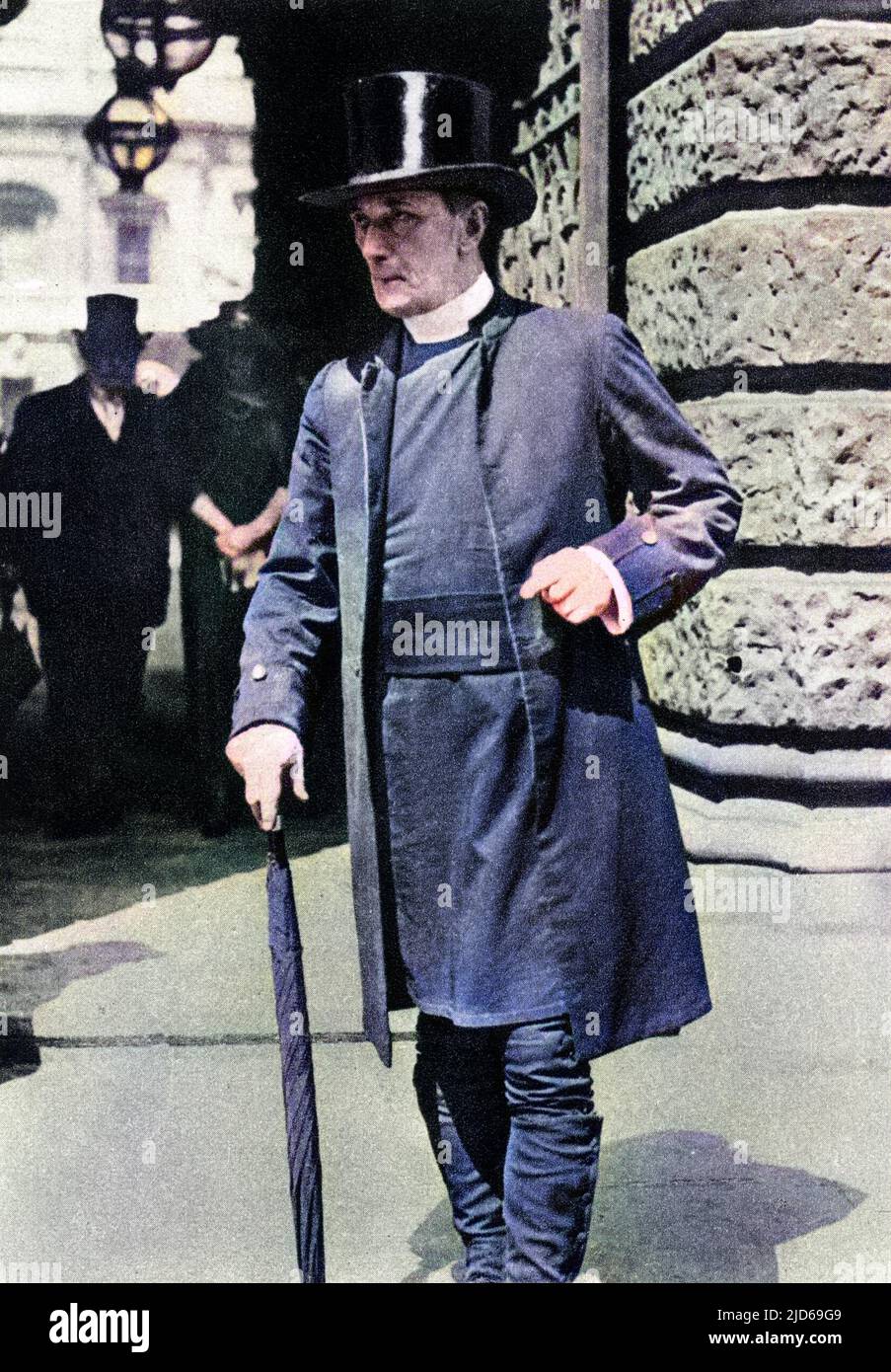 WILLIAM RALPH INGE (1860 - 1954), English churchman, professor of divinity, author, known as 'the gloomy Dean' (of St Pauls), wearing the weird garb of senior churchmen. Colourised version of : 10161601 Stock Photo