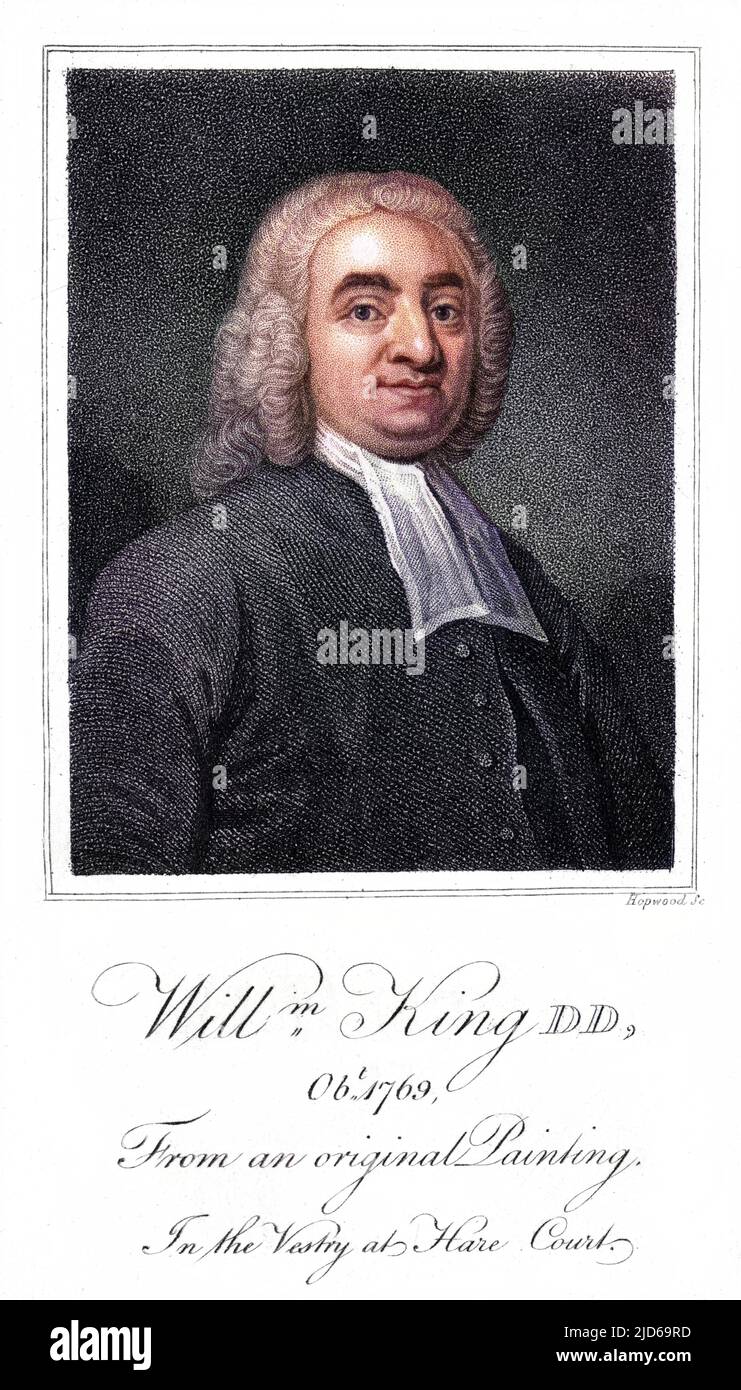 WILLIAM KING (1701 - 1769), independent churchman. Colourised version of : 10162197 Stock Photo