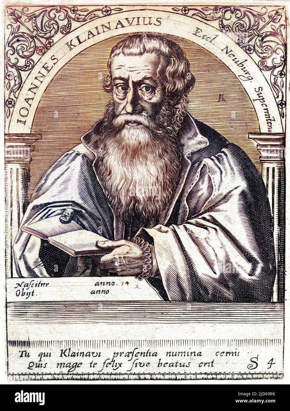 JOHANN KLAINAVIUS German theologian of Neuburg, unknown both to our reference books and to the internet.  Did he have another name ? Colourised version of : 10162299       Date: 15th century Stock Photo