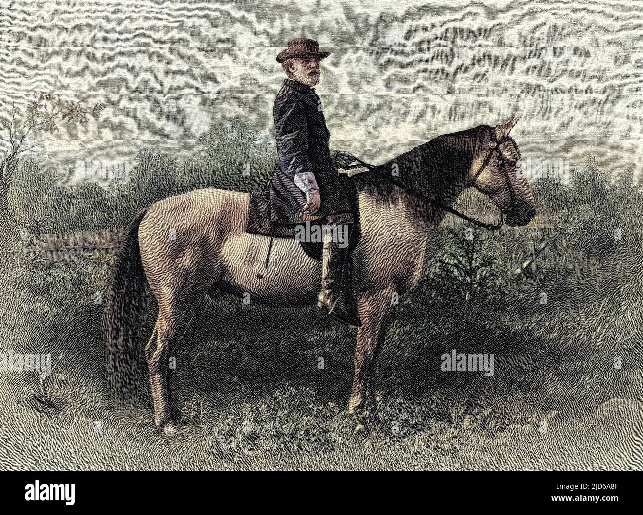 ROBERT EDWARD LEE Confederate commander, on his horse 'Traveler ...