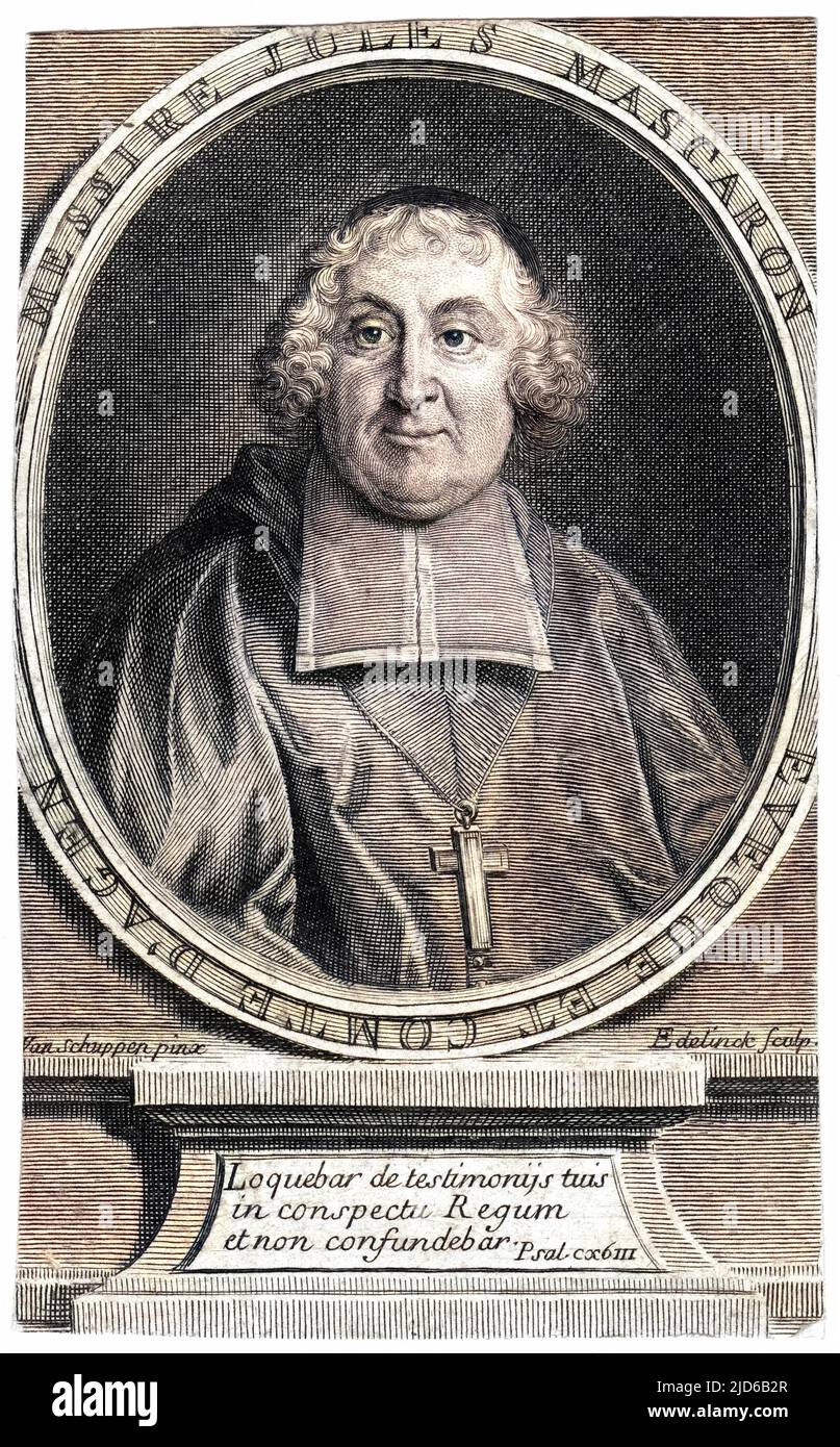 JULES MASCARON French churchman, bishop and comte d'Agen Colourised version of : 10164618       Date: 1634 - 1703 Stock Photo