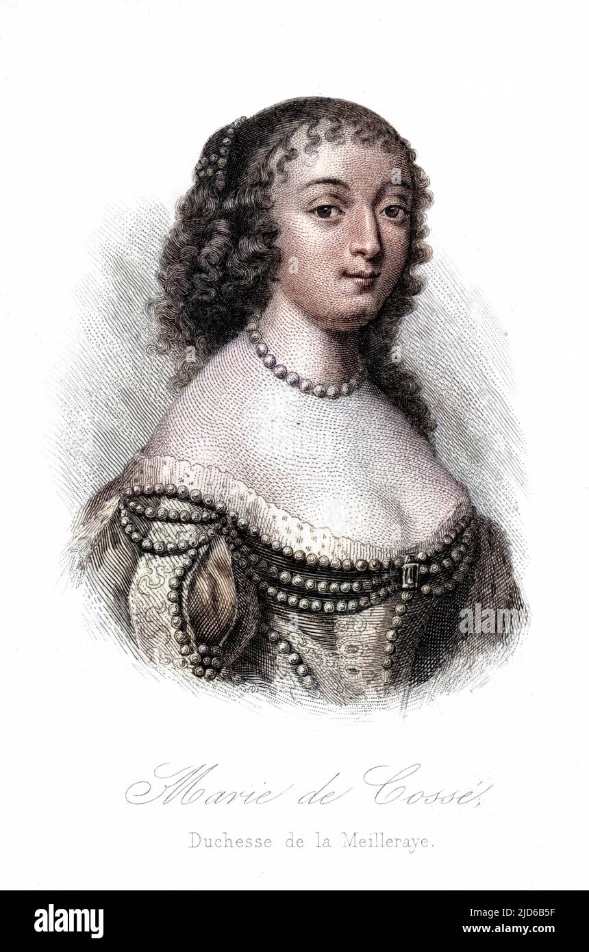 MARIE de COSSE (or Coiffier) duchesse de LA MEILLERAYE first wife of Charles, duc. Colourised version of : 10164807       Date: CIRCA 1625 Stock Photo