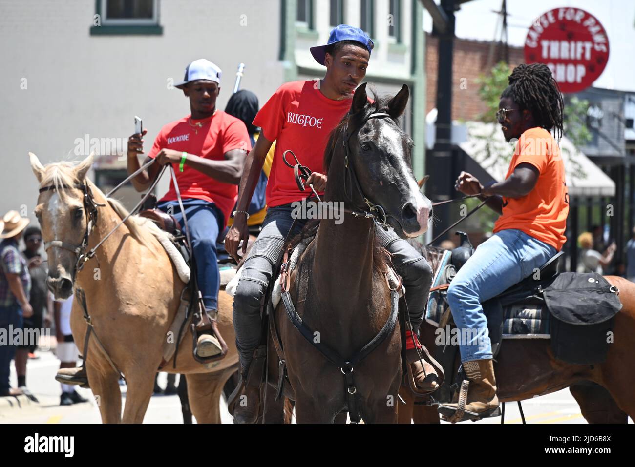 Zebulon, NC, USA, 18th June 2022, African American cowboys parade on