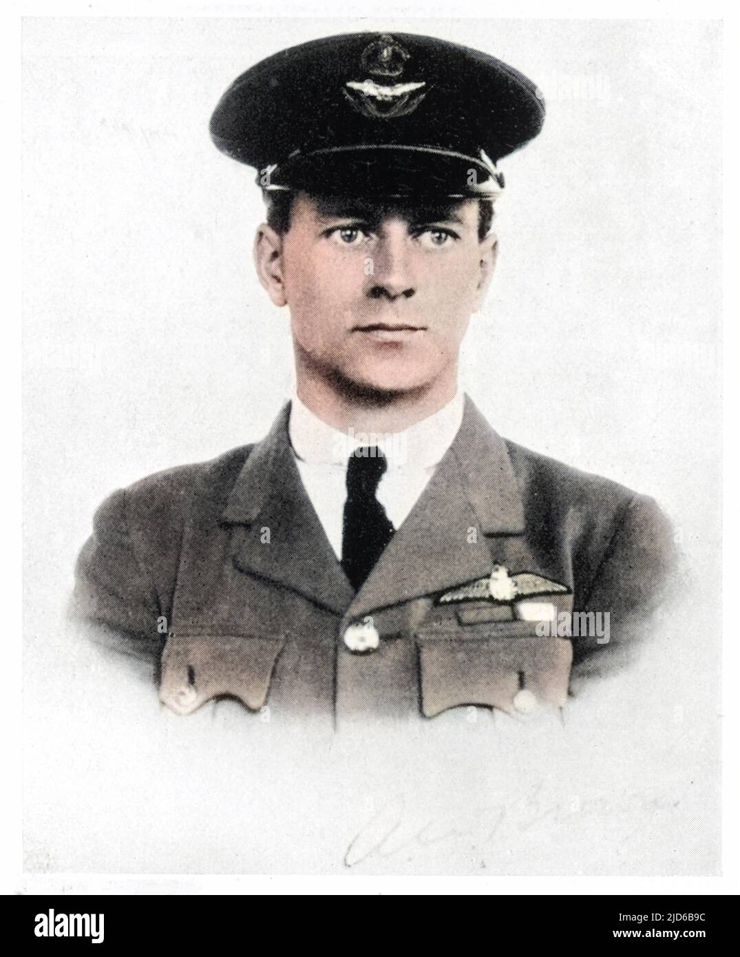 Lieutenant in the Royal Air Force, he was the navigator of the first direct transatlantic flight in June 1919 piloted by Captain John Alcock. Colourised version of : 10164933       Date: 1886 - 1948 Stock Photo