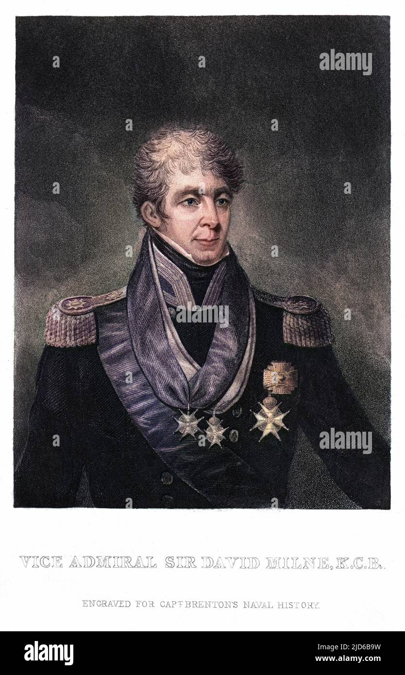 SIR DAVID MILNE British naval commander Colourised version of : 10165098       Date: 1763 - 1845 Stock Photo