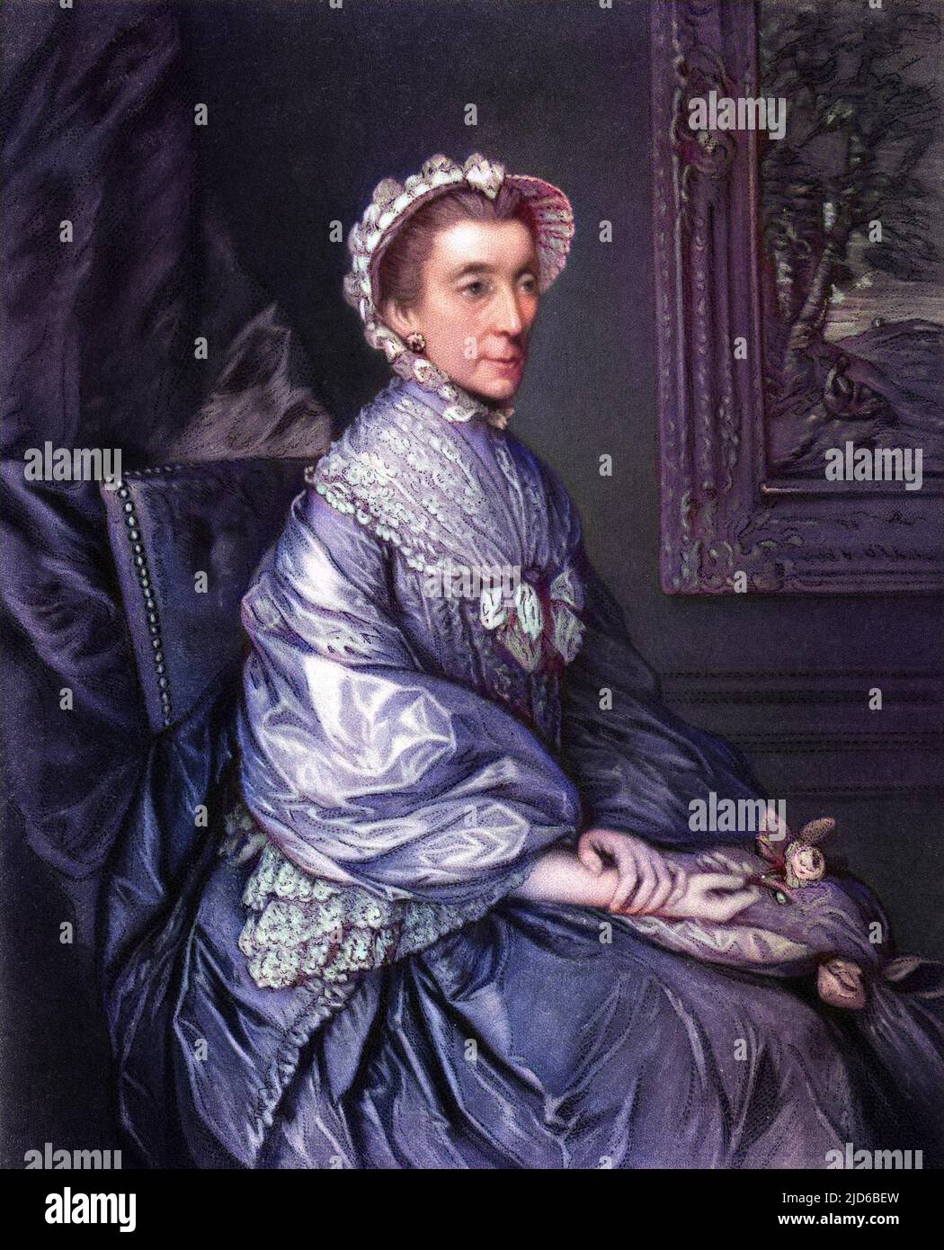 MARY duchess of MONTAGU daughter of John Montagu, second duke, wife of George Brudenell-MOntagu, duke (second creation)- a fine Gainsborough portait. Colourised version of : 10165294       Date: 1711 - 1775 Stock Photo