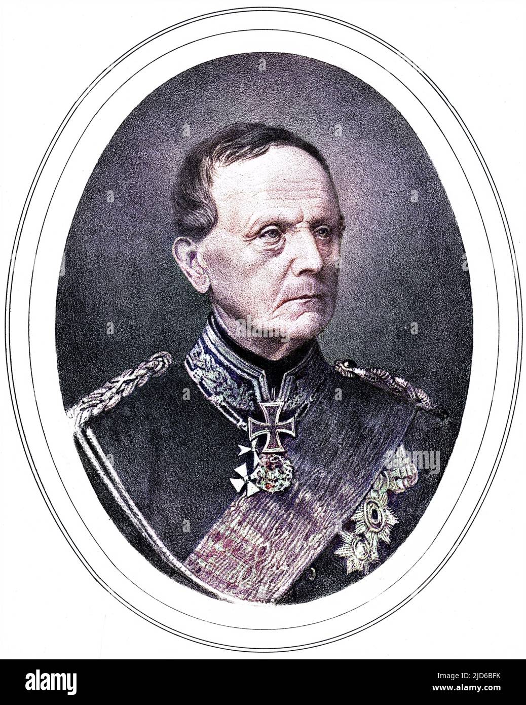 HELMUT CARL BERNHARD, graf von MOLTKE (1800 - 1891), Prussian military commander during the Franco-Prussian war. Colourised version of : 10165208 Stock Photo