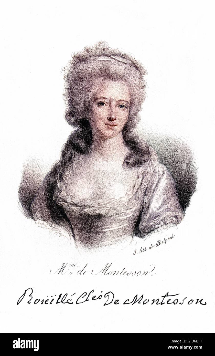 CHARLOTTE JEANNE BERAUD de la HAYE de RIOU, marquise de MONTESSON - wife of duc d'Orleans, saved from the guillotine by Josephine, author of several plays. Colourised version of : 10165534       Date: 1737 - 1805 Stock Photo