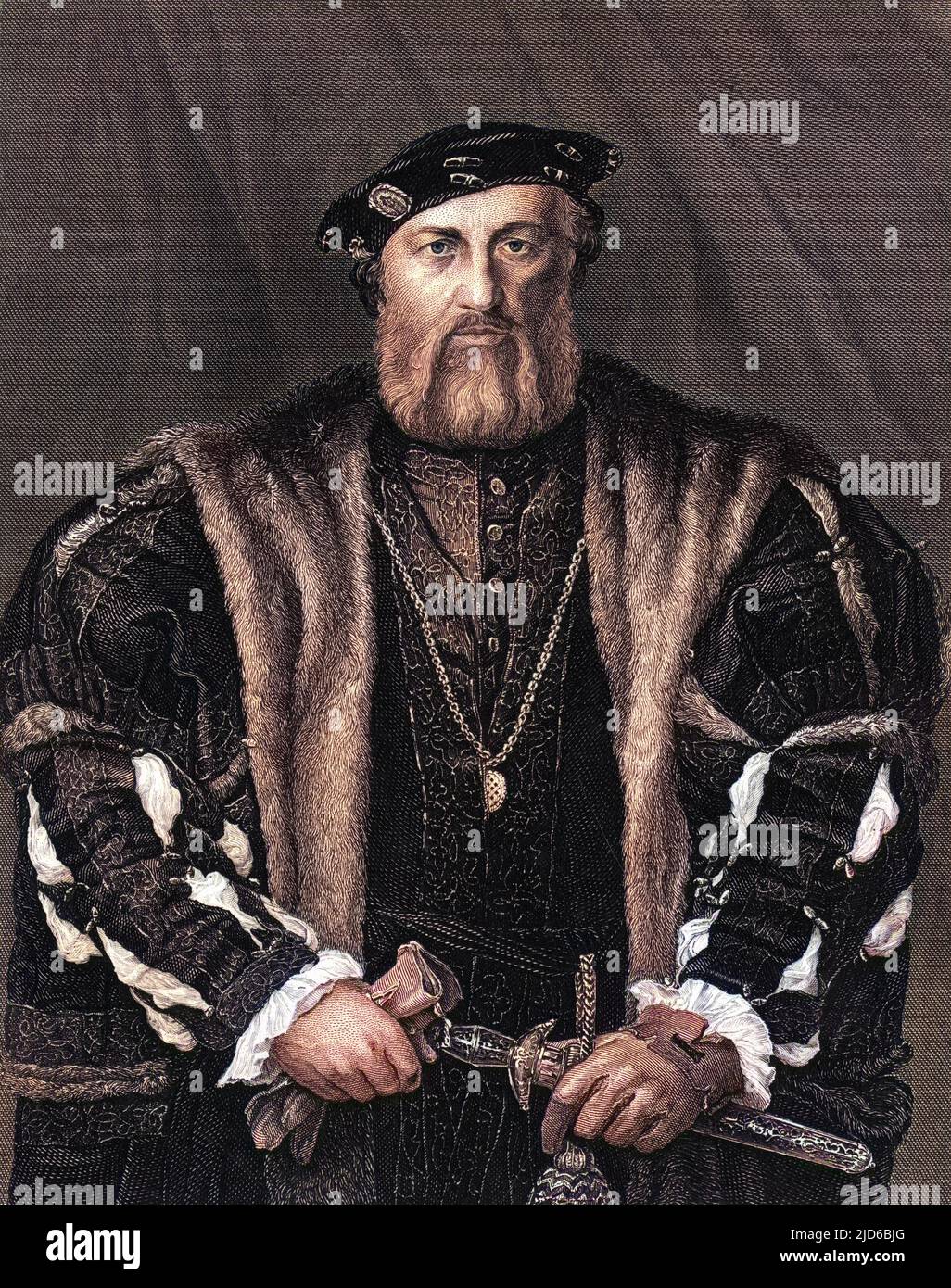 HUBERT MORET French goldsmith working in England at the court of Henry VIII. Colourised version of : 10166237       Date: CIRCA 1540 Stock Photo