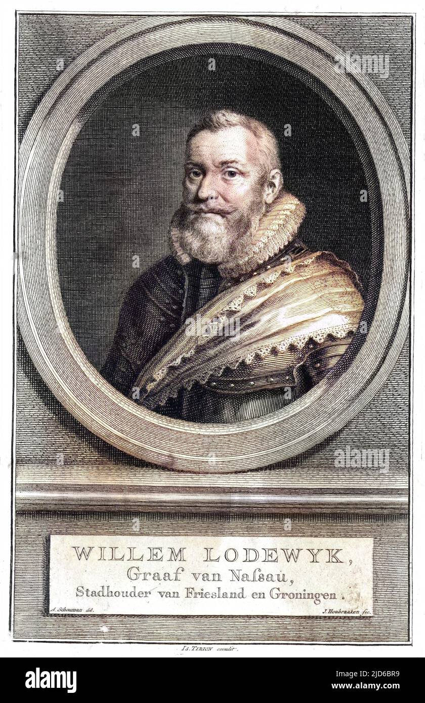 WILLEM LODEWIJK NASSAU Dutch soldier and statesman, stadhouder van Friedland en Groningen. Colourised version of : 10167114       Date: 1560 - 1620 Stock Photo