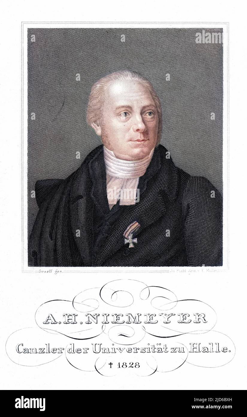 AUGUST HERMANN NIEMEYER German protestant churchman and theologian, Canzler der Universitat zu Halle. Colourised version of : 10167344       Date: 1754 - 1828 Stock Photo