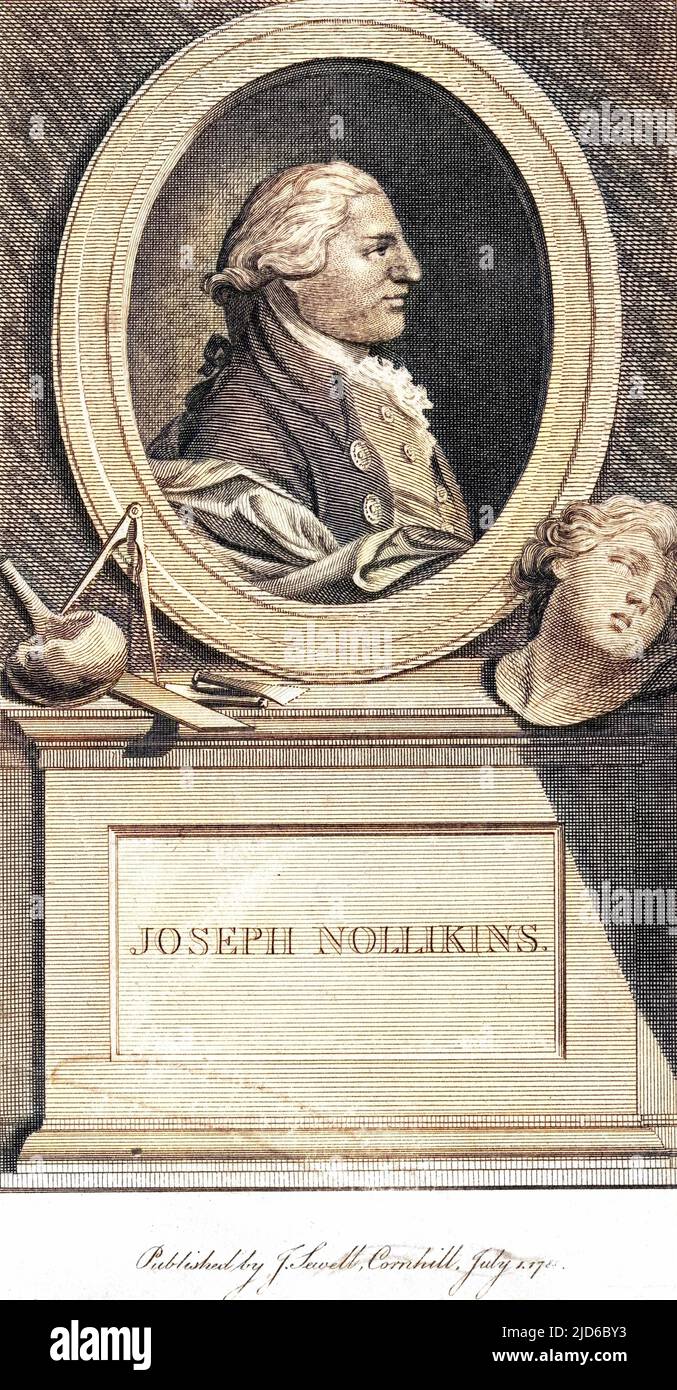 JOSEPH NOLLEKENS sculptor, depicted with the tools of his trade. Colourised version of : 10167388       Date: 1737 - 1823 Stock Photo
