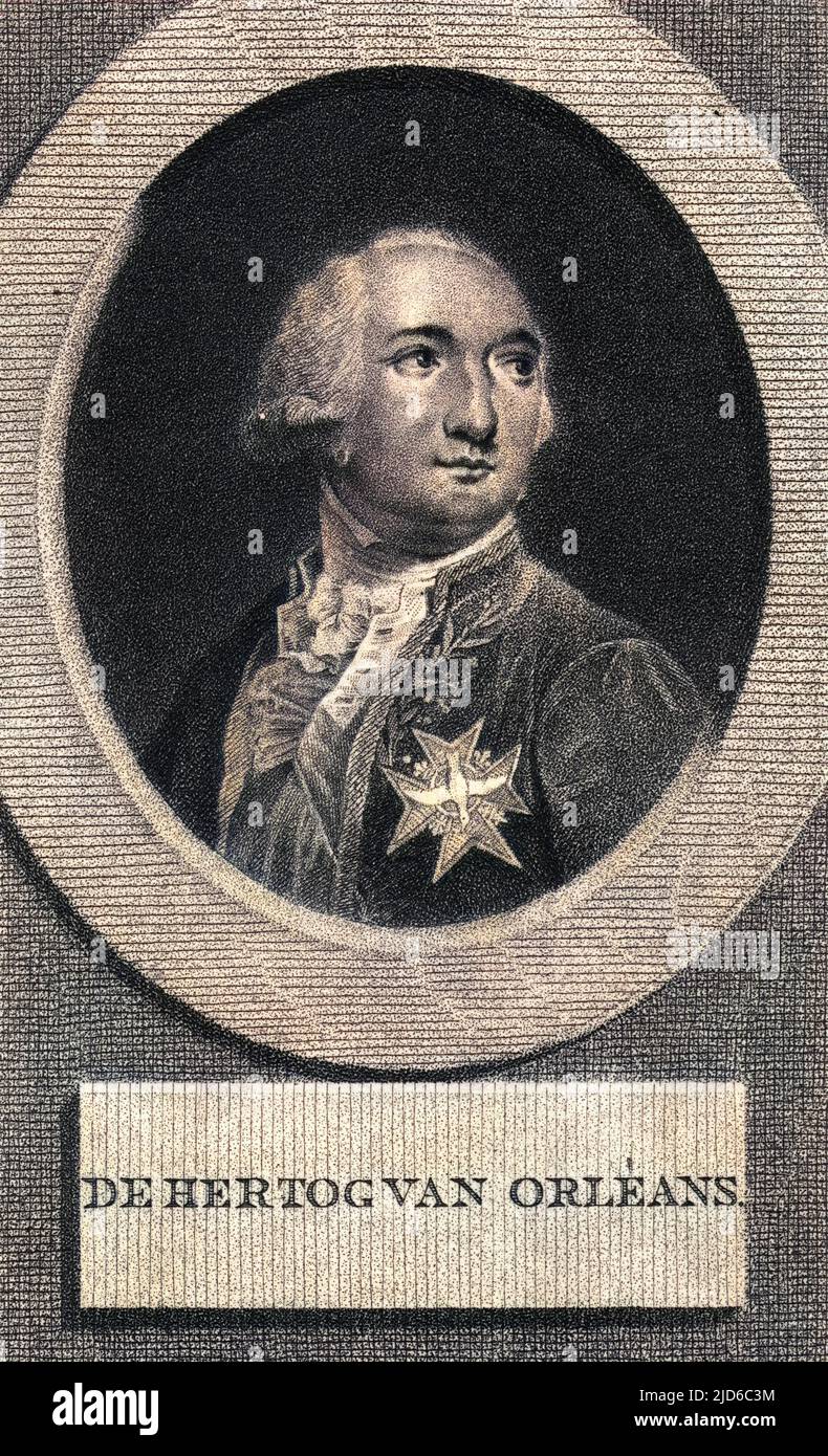 LOUIS PHILIPPE JOSEPH, duc d'ORLEANS, French soldier, sympathised with Revolution, took name PHILIPPE EGALITE but guillotined none the less : father of Louis-Philippe. Colourised version of : 10171379       Date: 1747 - 1793 Stock Photo