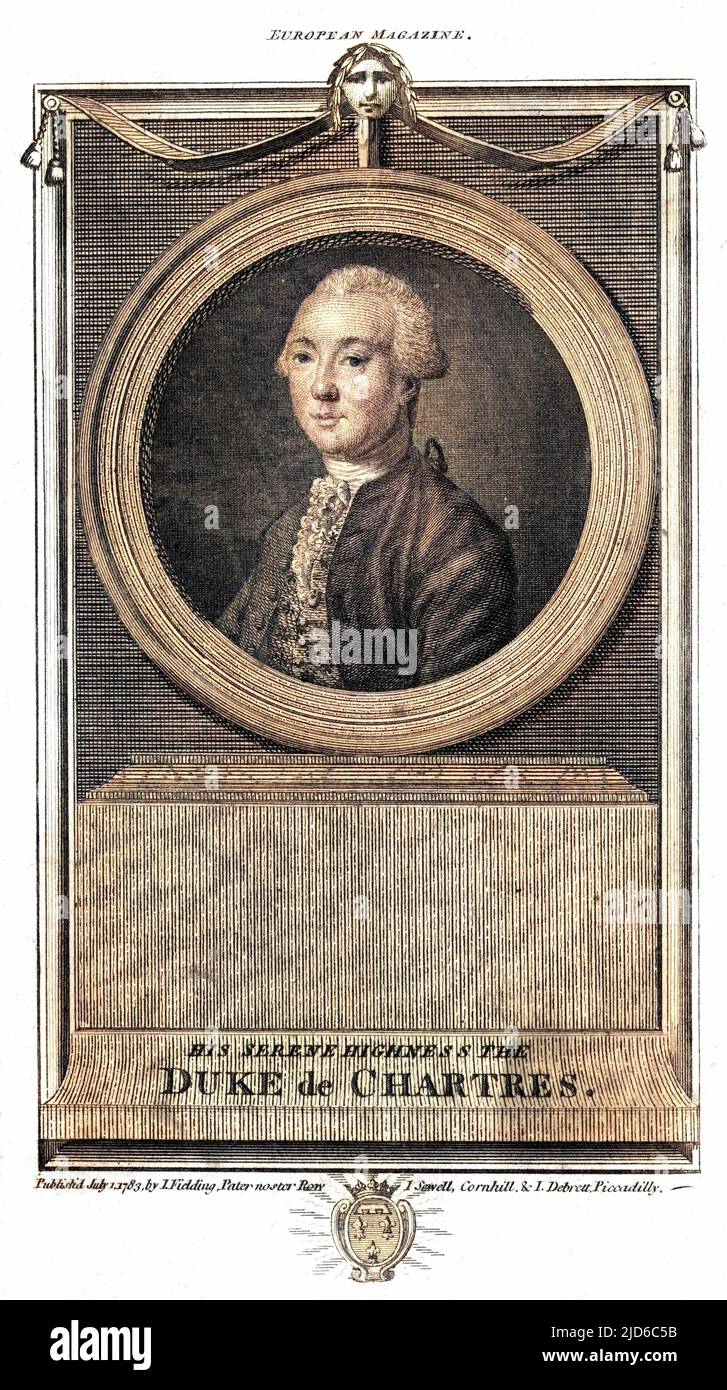 LOUIS PHILIPPE JOSEPH, duc d'ORLEANS, French soldier, sympathised with Revolution, took name PHILIPPE EGALITE but guillotined none the less : father of Louis-Philippe. Colourised version of : 10171380       Date: 1747 - 1793 Stock Photo