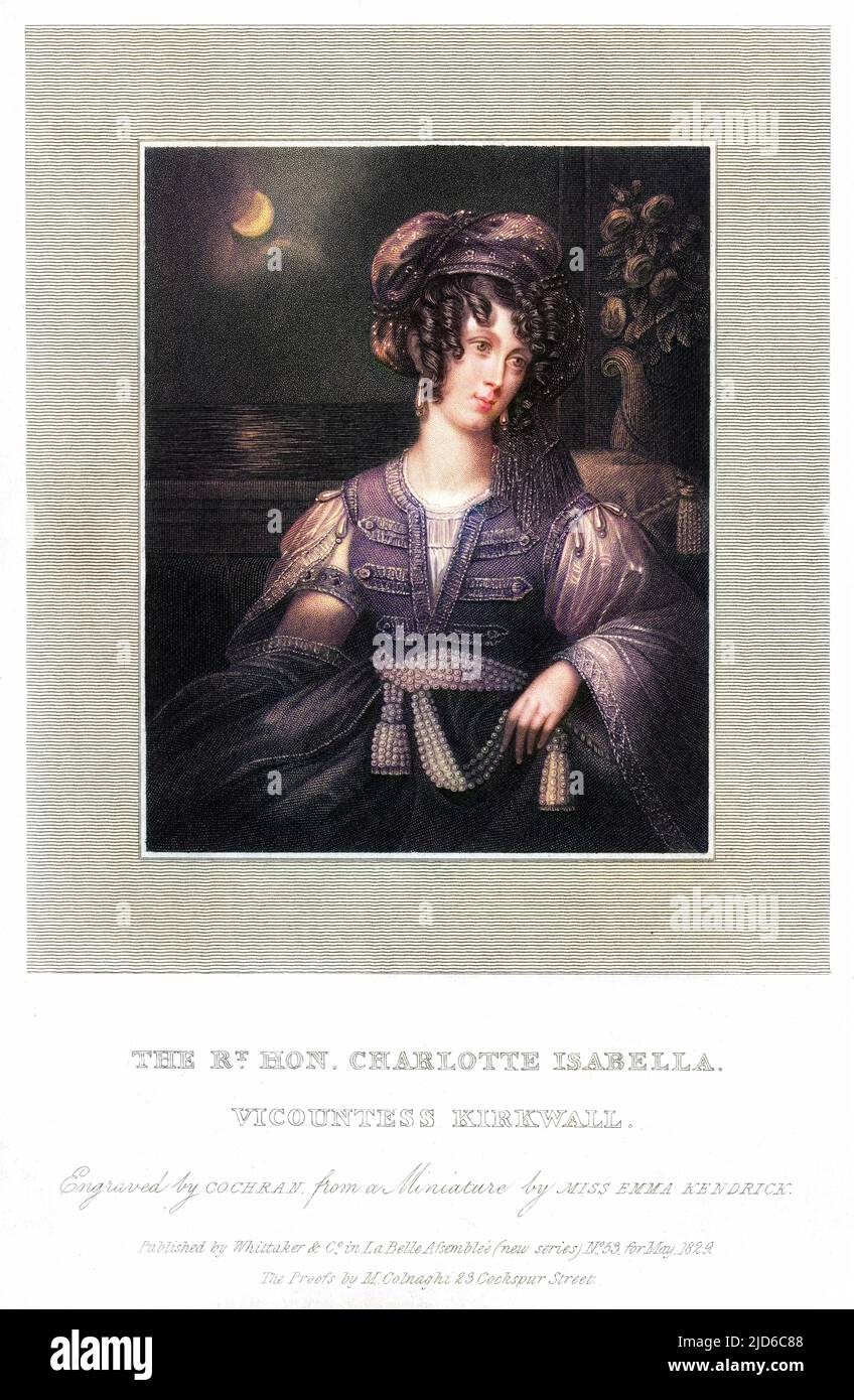 CHARLOTTE ISABELLA, nee Irby, countess of ORKNEY wife of Thomas Hamilton, fifth earl, wearing a vaguely oriental costume. Colourised version of : 10171459       Date: 1807 - 1883 Stock Photo