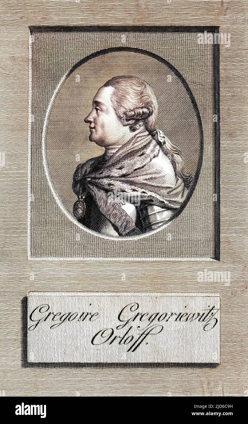 Count GRIGORI GRIGORIVICH ORLOV (or Orloff) Russian statesman, a favourite of the empress Catherine II. Colourised version of : 10171462       Date: 1734 - 1783 Stock Photo