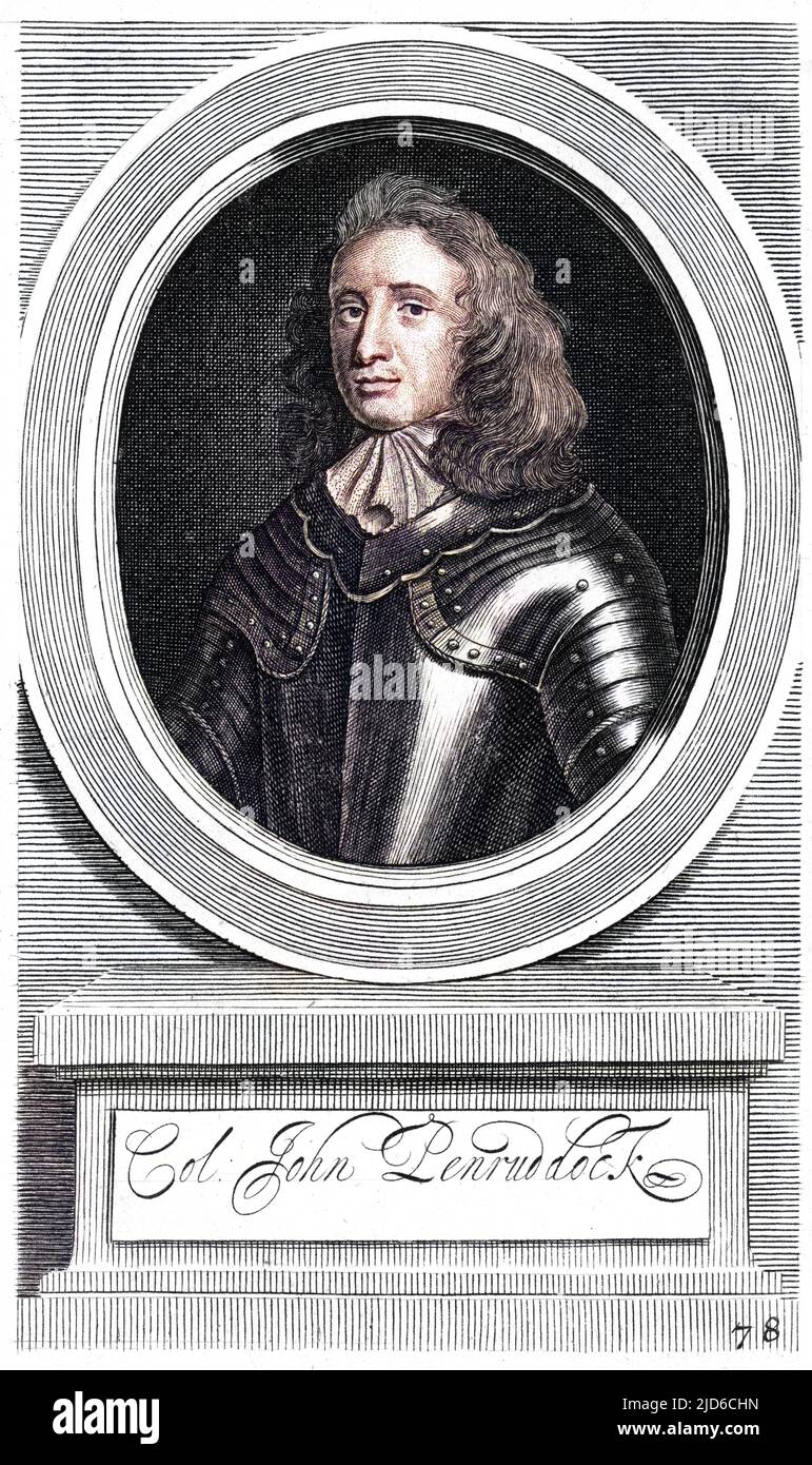 Colonel JOHN PENRUDDOCK Royalist soldier, unjustly beheaded for treason by Cromwell. Colourised version of : 10172395       Date: 1619 - 1655 Stock Photo