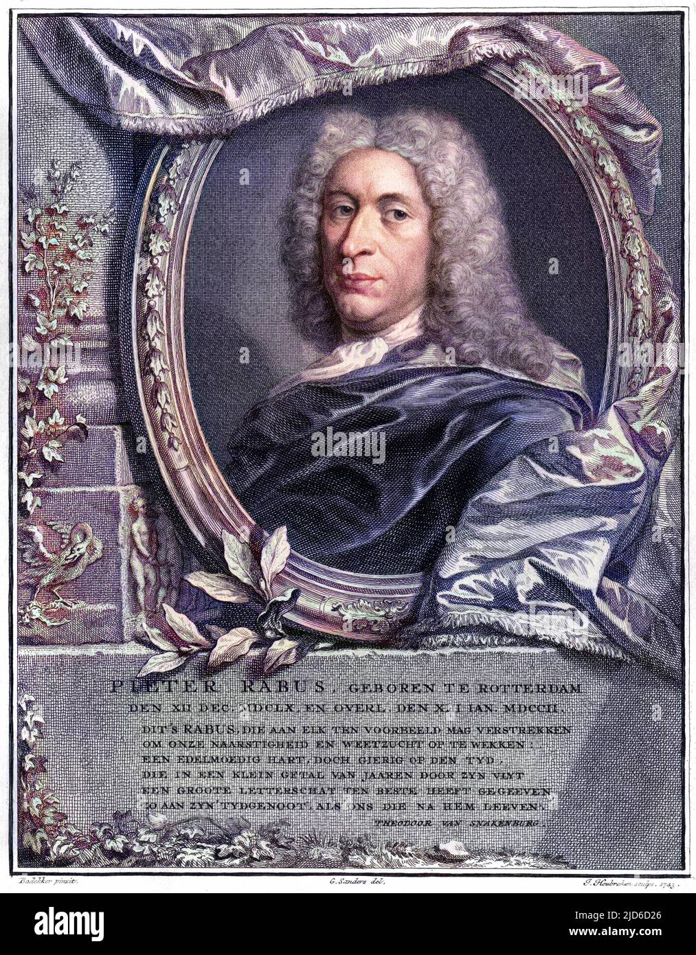 PIETER RABUS Dutch poet from Rotterdam Colourised version of : 10173301       Date: 1660 - 1702 Stock Photo
