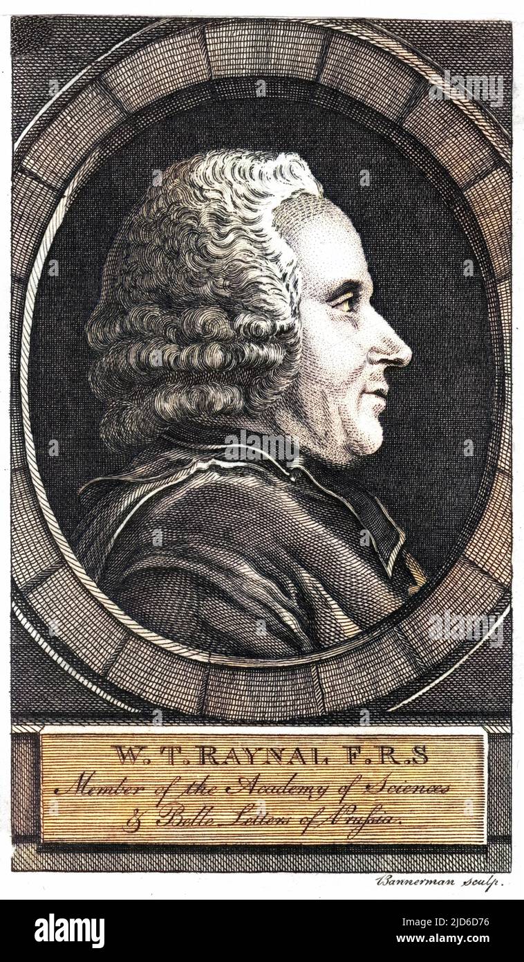GUILLAUME THOMAS FRANCOIS, abbe RAYNAL French historian and philosopher Colourised version of : 10173630       Date: 1713 - 1796 Stock Photo