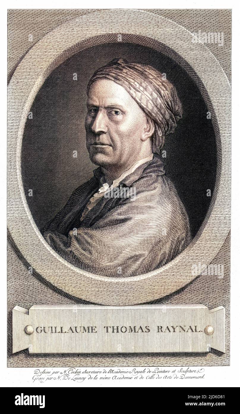 GUILLAUME THOMAS FRANCOIS, abbe RAYNAL French historian and philosopher in a cap Colourised version of : 10173629       Date: 1713 - 1796 Stock Photo