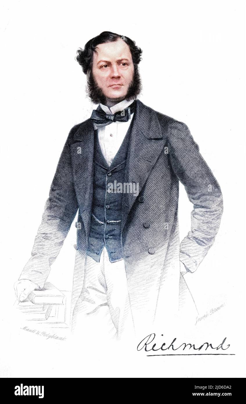 CHARLES HENRY GORDON-LENNOX sixth duke of RICHMOND statesman with his autograph Colourised version of : 10174153       Date: 1818 - 1903 Stock Photo