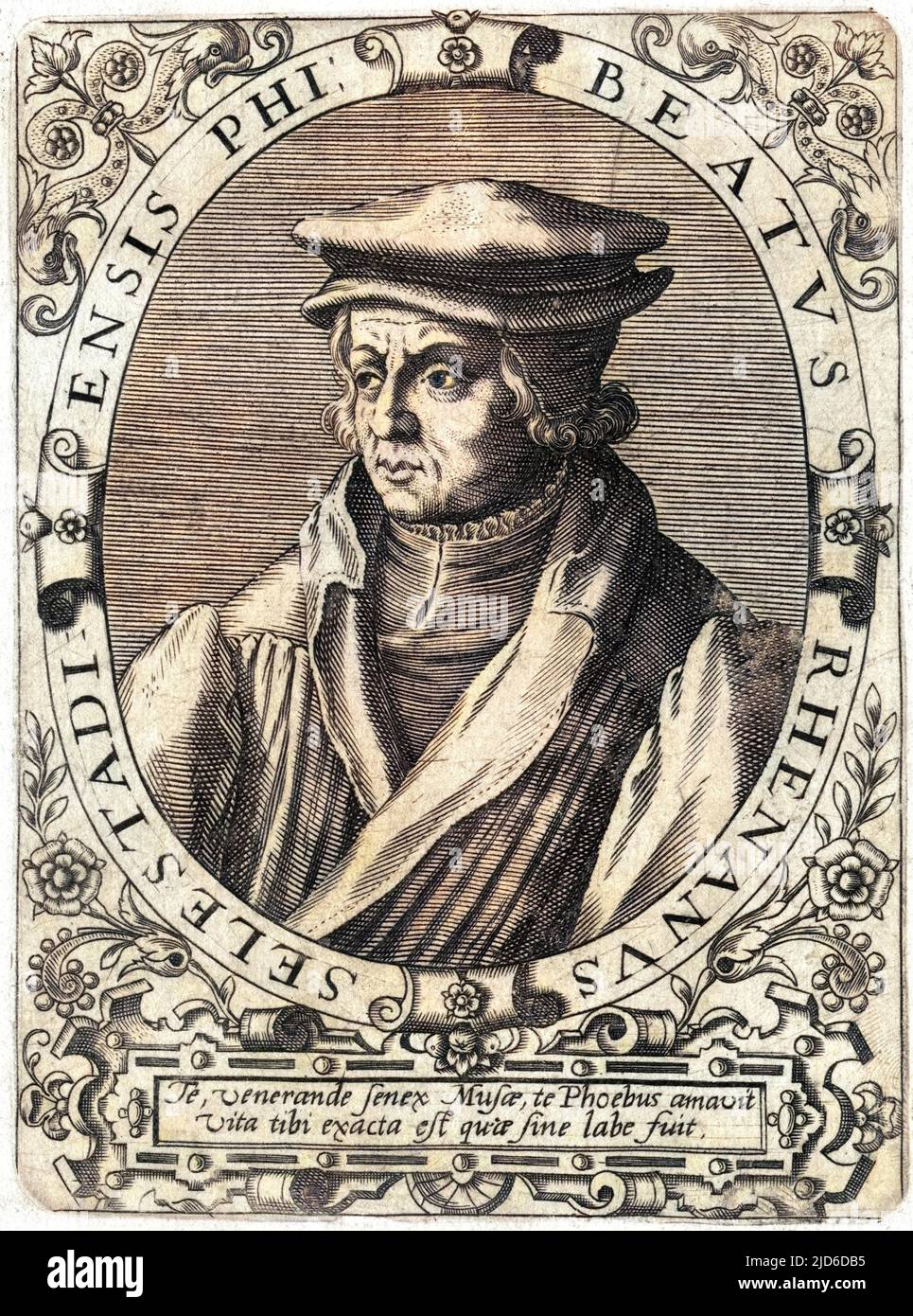 BEATUS RHENANUS (1485 - 1547), German historian. Colourised version of : 10173878 Stock Photo