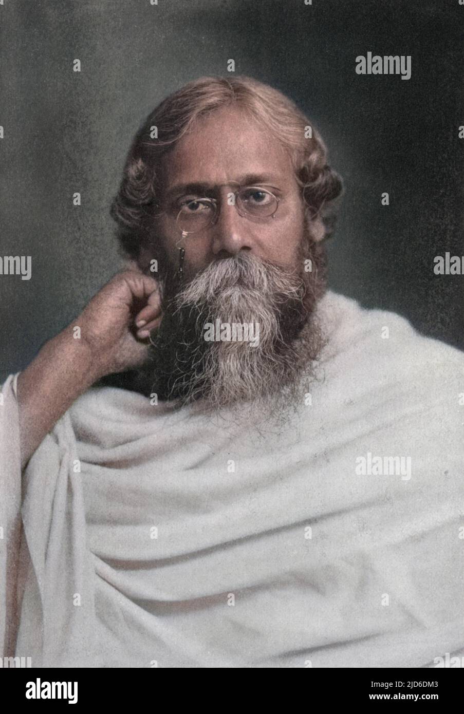 Sir Rabindranath Tagore (1861 - 1941) Indian writer Colourised version of : 10176920 Stock Photo