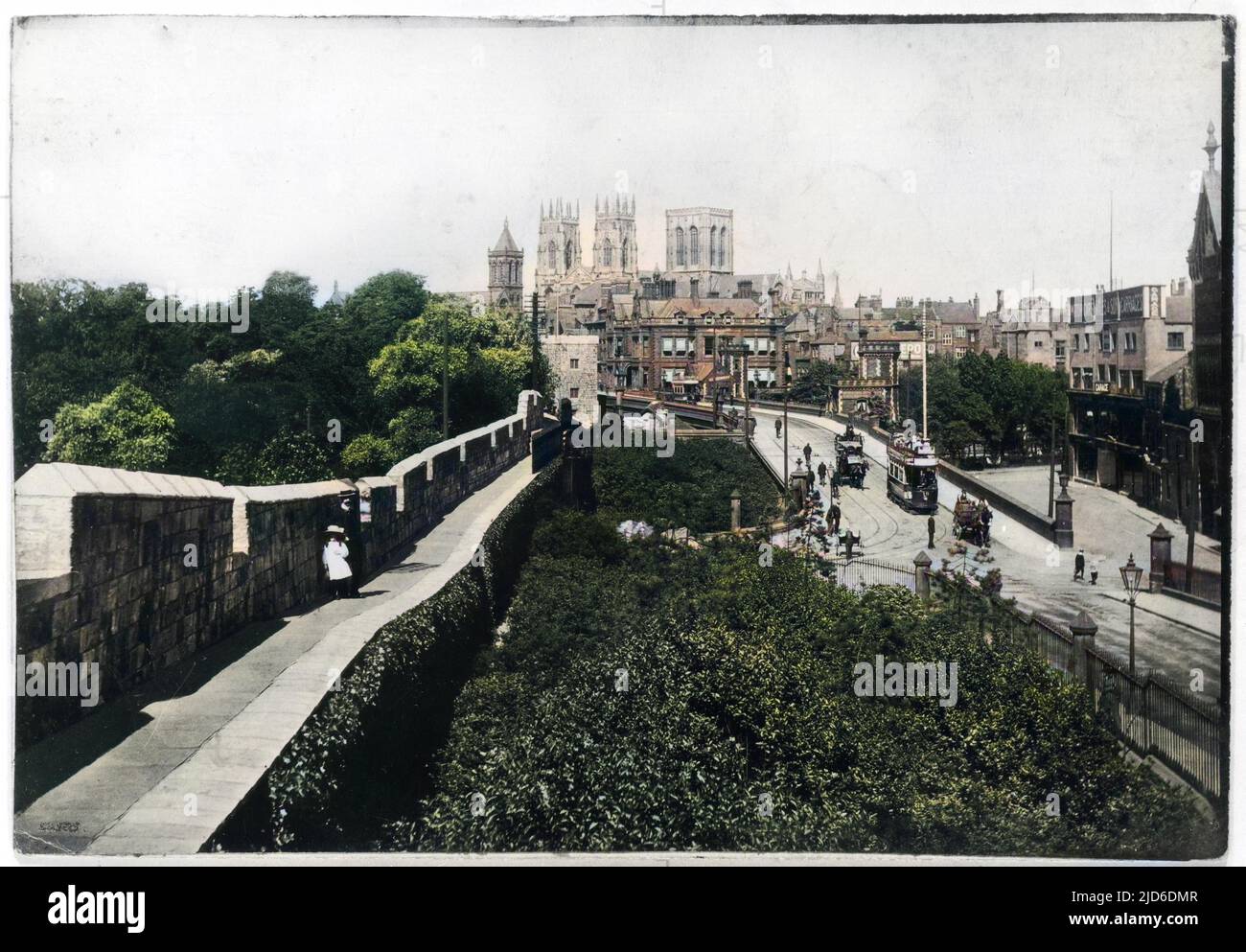 York from City Walls Colourised version of : 10196283       Date: 1911 Stock Photo