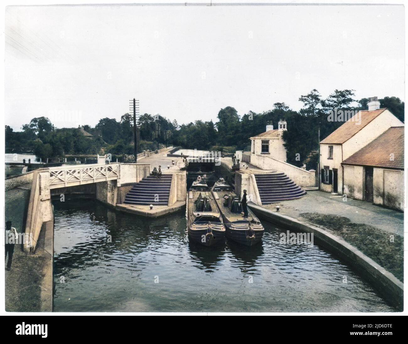 Grand Union Canal, Rickmansworth, Hertfordshire Colourised version of : 10196163       Date: 1922 Stock Photo