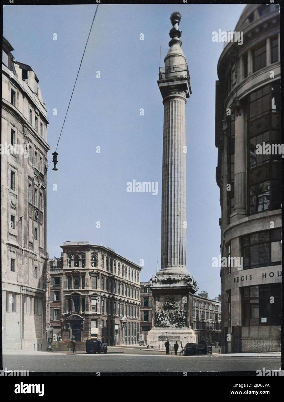 The Monument, London, erected on Pudding Lane, to mark the place where