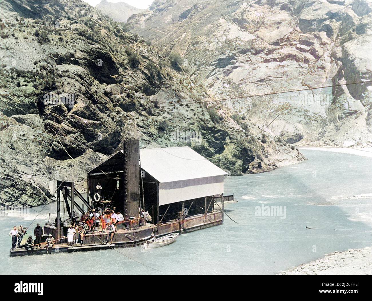 A New Zealand gold washing plant. Colourised version of 10165108 Date early 1930s Stock Photo
