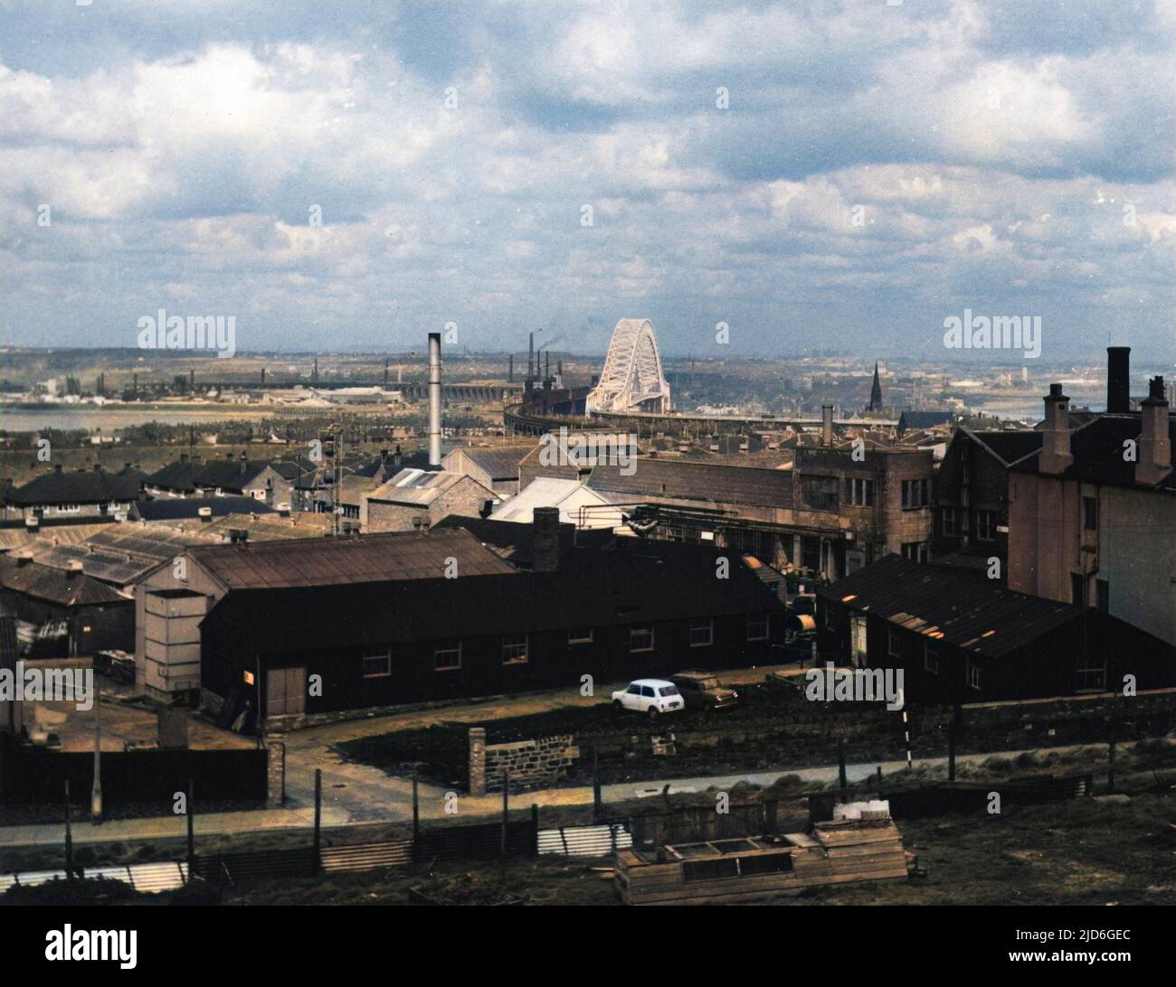 A general view overlooking the two towns of Runcorn and Widnes ...