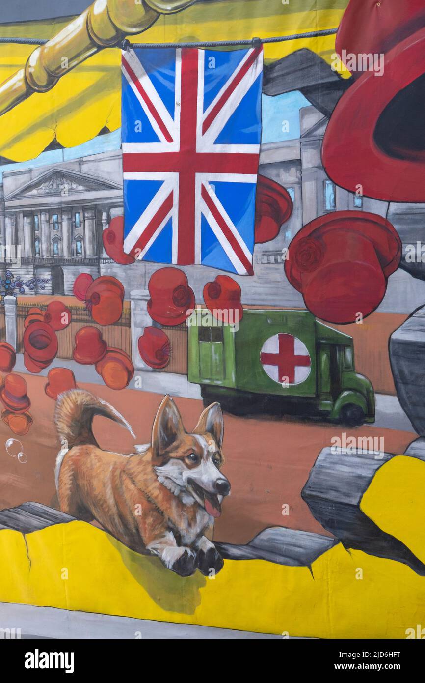 Murals at Carnaby street celebrates the Queen jubilee 2022,London,UK