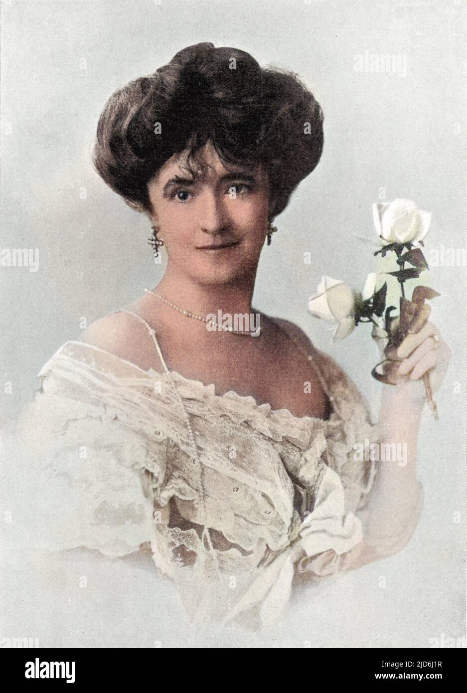 Lucy Christiana, Lady Duff Gordon, a leading fashion designer better known by her professional name, 'Lucile'. She was the proprietor of Lucile's, Hanover Square, famous for the 'emotional' gown. Sister of the writer, Elinor Glyn and wife of Sir Cosmo Duff Gordon. Colourised version of: 10284957       Date: 1863-1935 Stock Photo