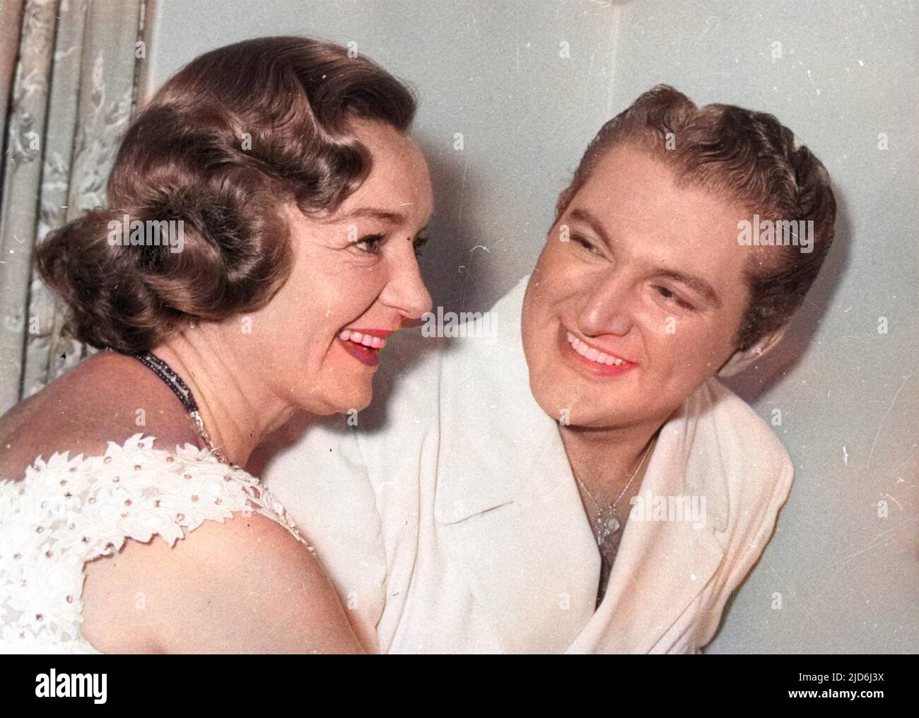 Florence Desmond (1905-1993) English actress with Liberace (1919-1987) American musician Colourised version of: 10231945 Stock Photo