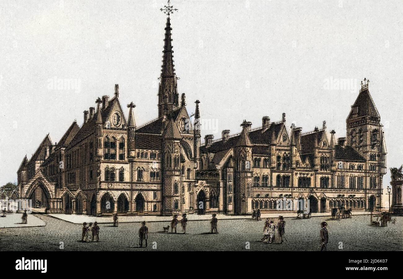 The New Law Courts (Royal Courts of Justice), London Colourised version of: 10934080       Date: circa 1885 Stock Photo