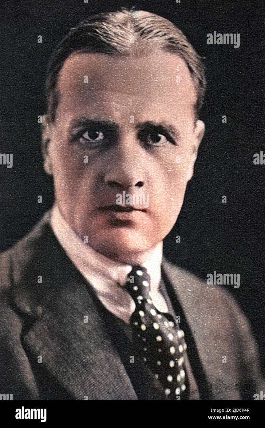 RAFAEL SABATINI (1875 - 1950), Anglo-Italian writer, author of 'The sea-hawk', 'Scaramouche' and other historical yarns. Colourised version of: 10175012       Date: 1924 Stock Photo