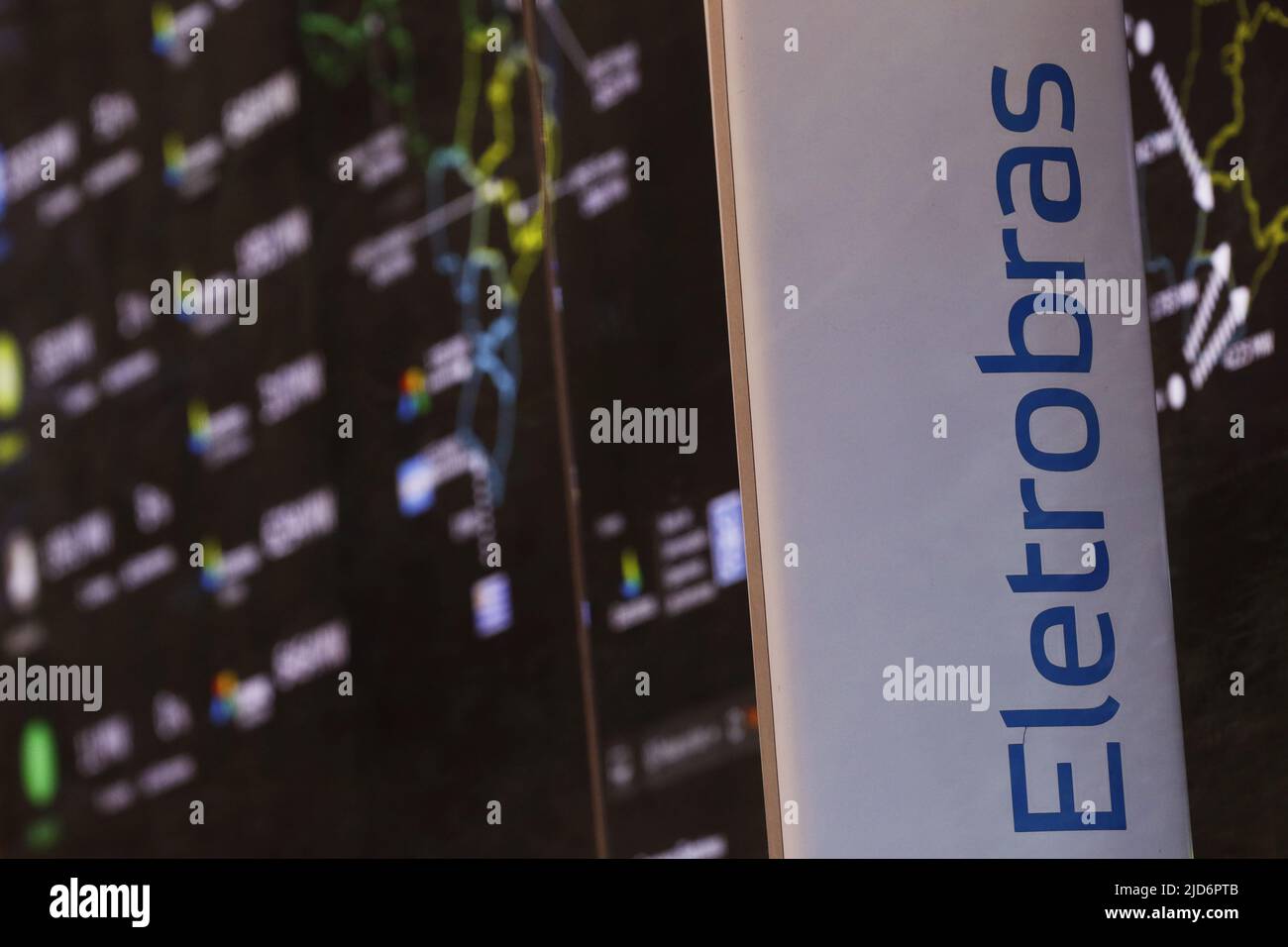Eletrobras company logo electricity index panel. Brazilian electric