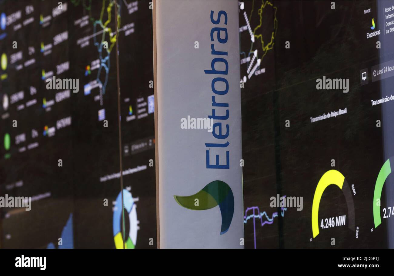 Eletrobras company logo electricity index panel. Brazilian electric