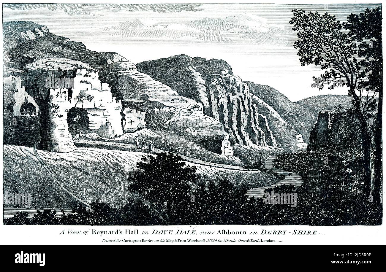 Reynard's Hall or Cave in Dovedale, Derbyshire, about 1750 Stock Photo