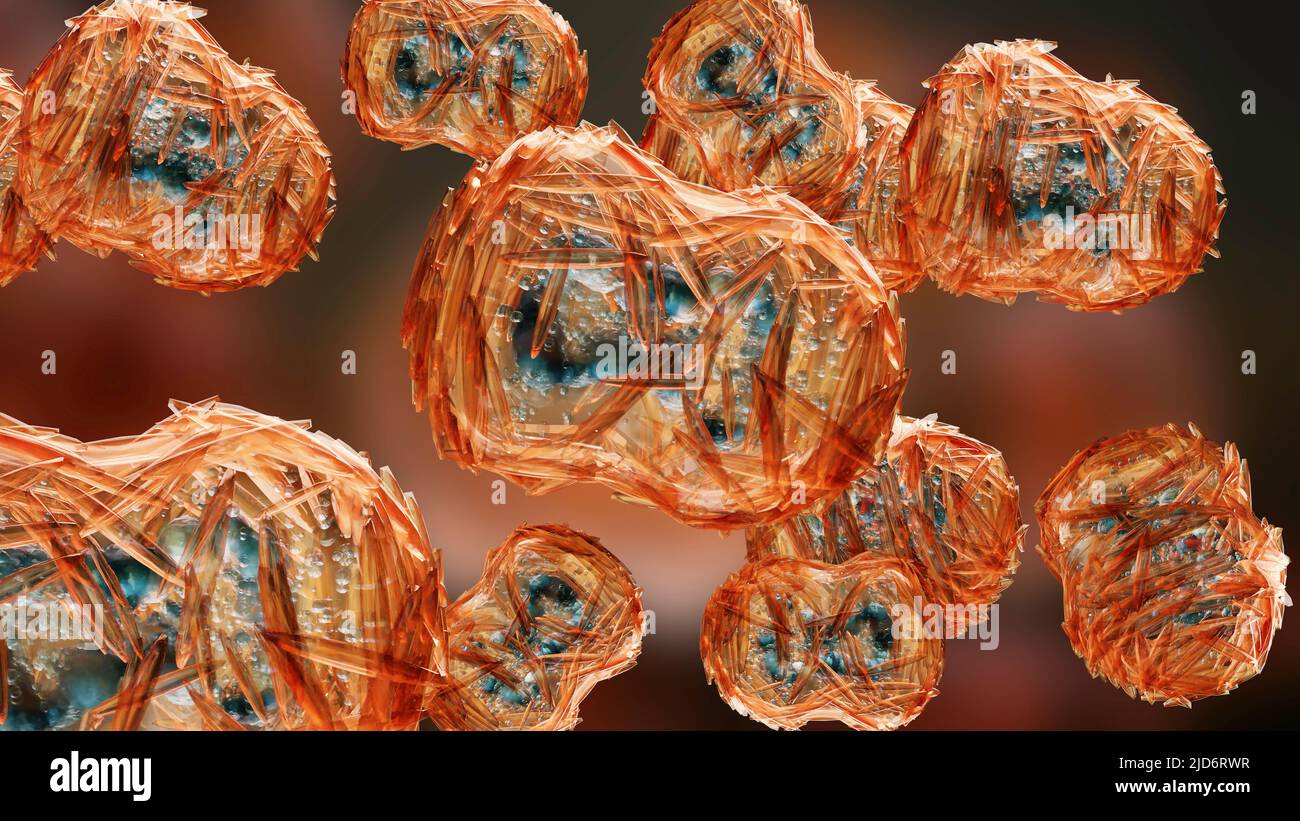 3d illustration of Monkeypox infection pandemic. monkeypox cell, symptoms or precautions, variant of smallpox, Mutated fever monkey, Virus threat Stock Photo