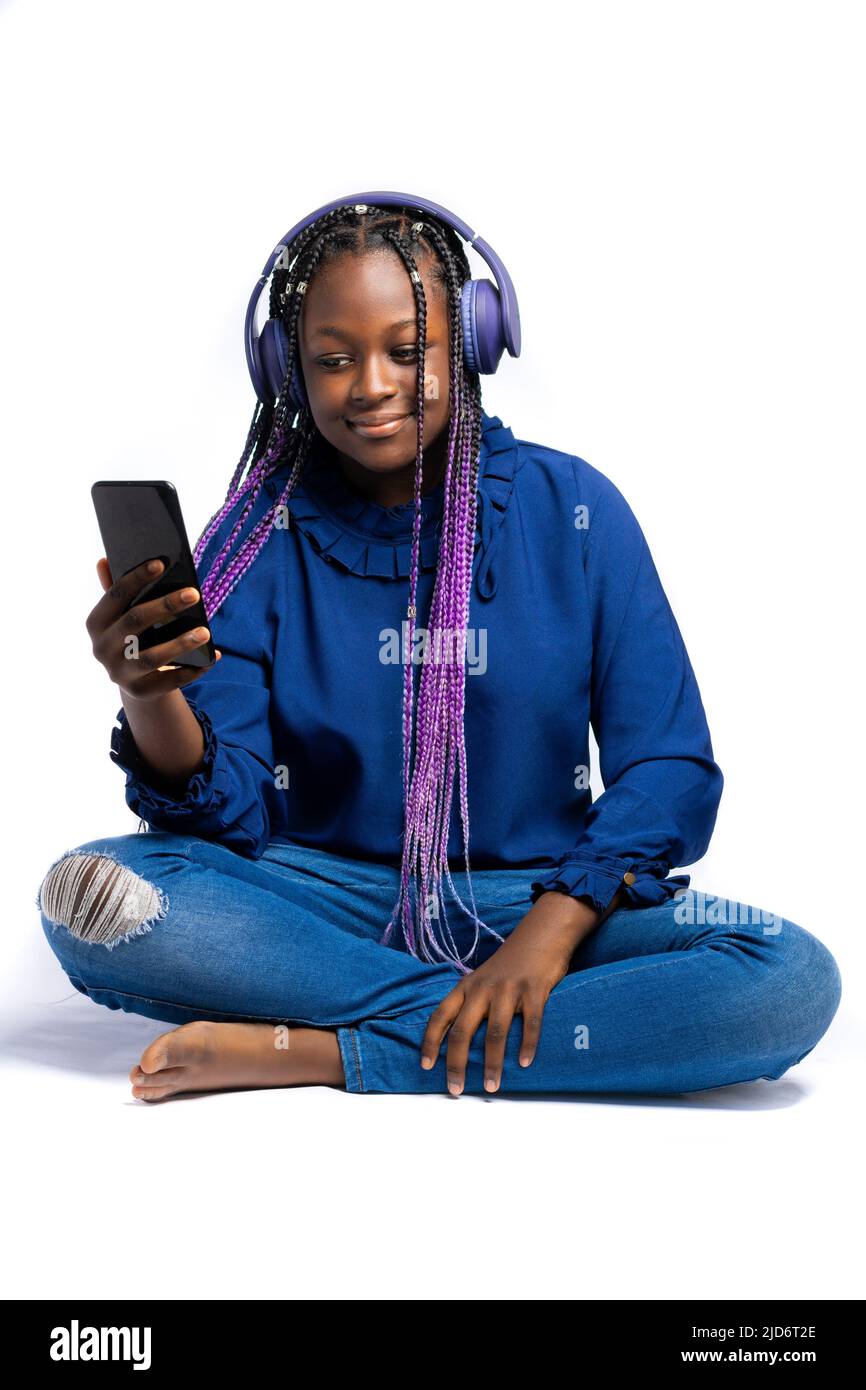 Streaming music using wireless headset Stock Photo Alamy
