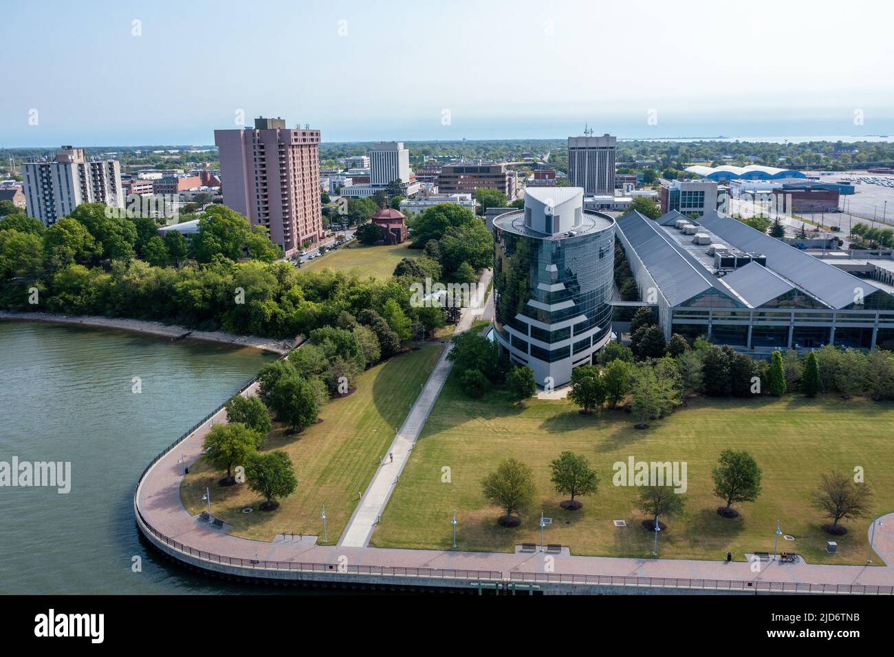 Newport News Virginia May 1 2022 Aerial view of Downtown Newport